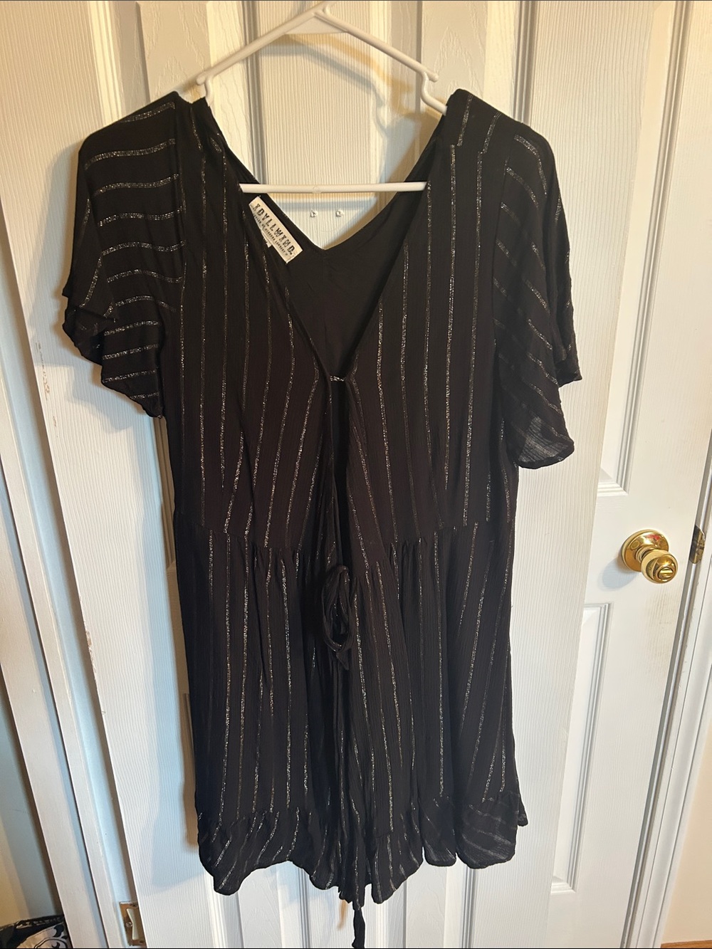 Idyllwind Black Romper with Metallic Stripes